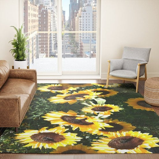 Sunflowers Rug Yellow floral Rug flower power Rug 4x6 5x7 8x10 Large rugs colorful