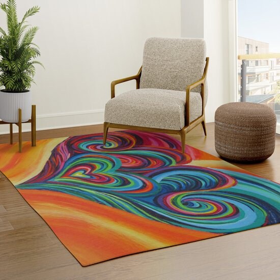 Heart Rug Rainbow Hearts Rug colorful Rug kids Floor Rug 4x6 5x7 8x10 Large rugs nursery rugs