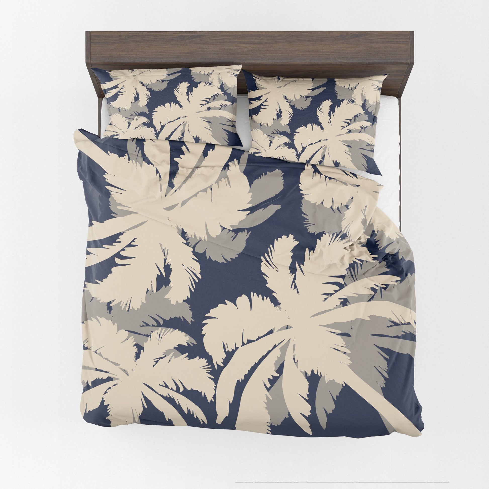 Palm Trees Duvet Cover or Comforter nautical bedding tropical navy gray beige bedding beachy comforter ocean duvet covers
