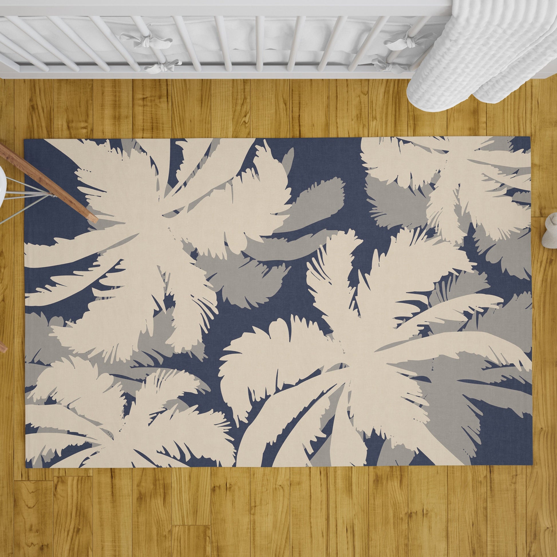 Navy Palm Tree Rug palms Rug blue tropical Rugs 3x5 4x6 5x7 5x8 8x10 Large rug beach decor Navy Gray Beige