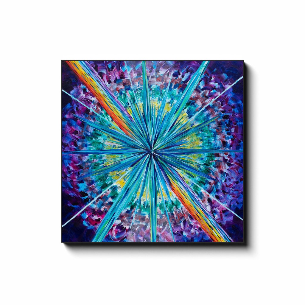 Purple Starburst Canvas Art Colorful artwork sunburst rainbow art