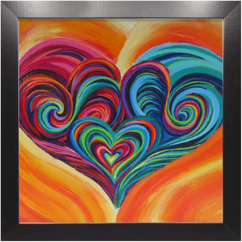 Heart Art Canvas Wrap or Art print colorful artwork framed kids hearts art Spiritual gifts hippy art psychadelic rainbow nursery art