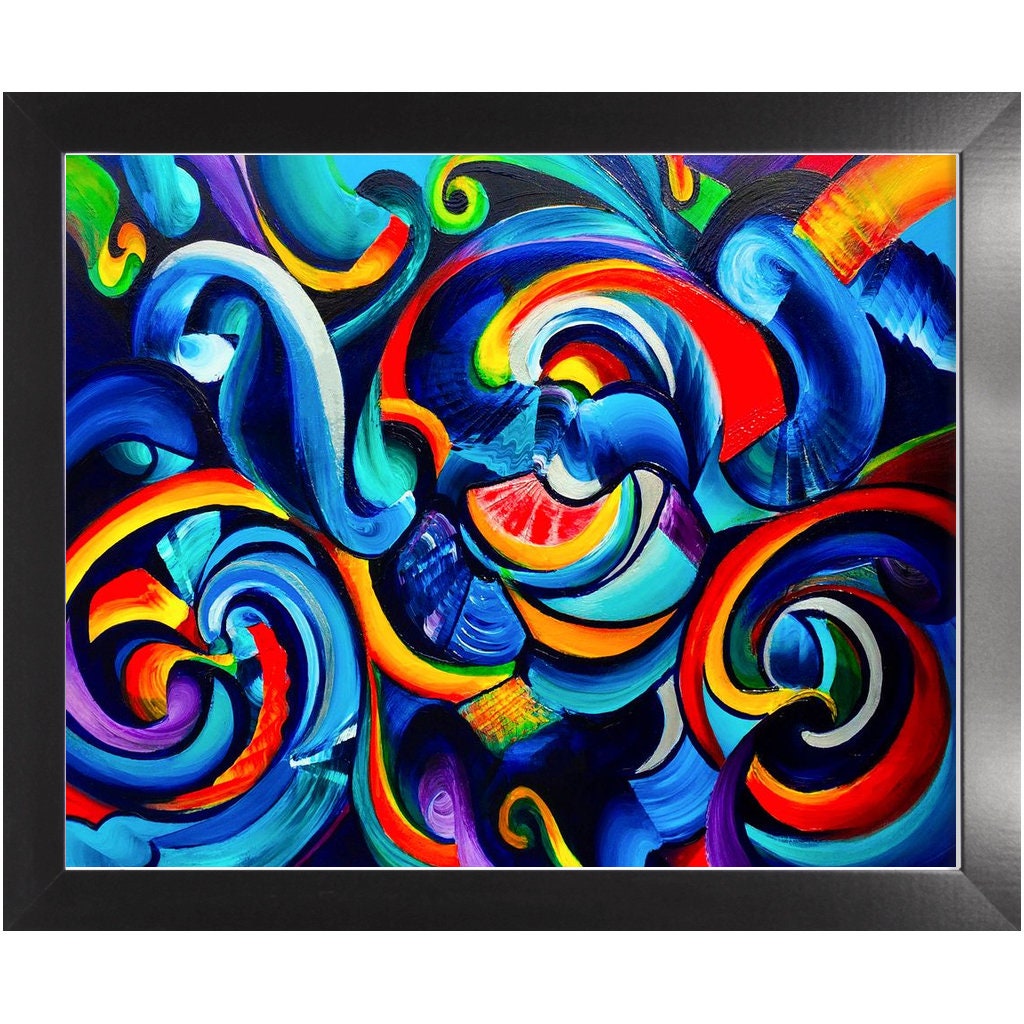 Abstract canvas or Framed Art or Art Print Artsy colorful Psychadelic art Hippy artwork graffiti psychedelic art grafiti art