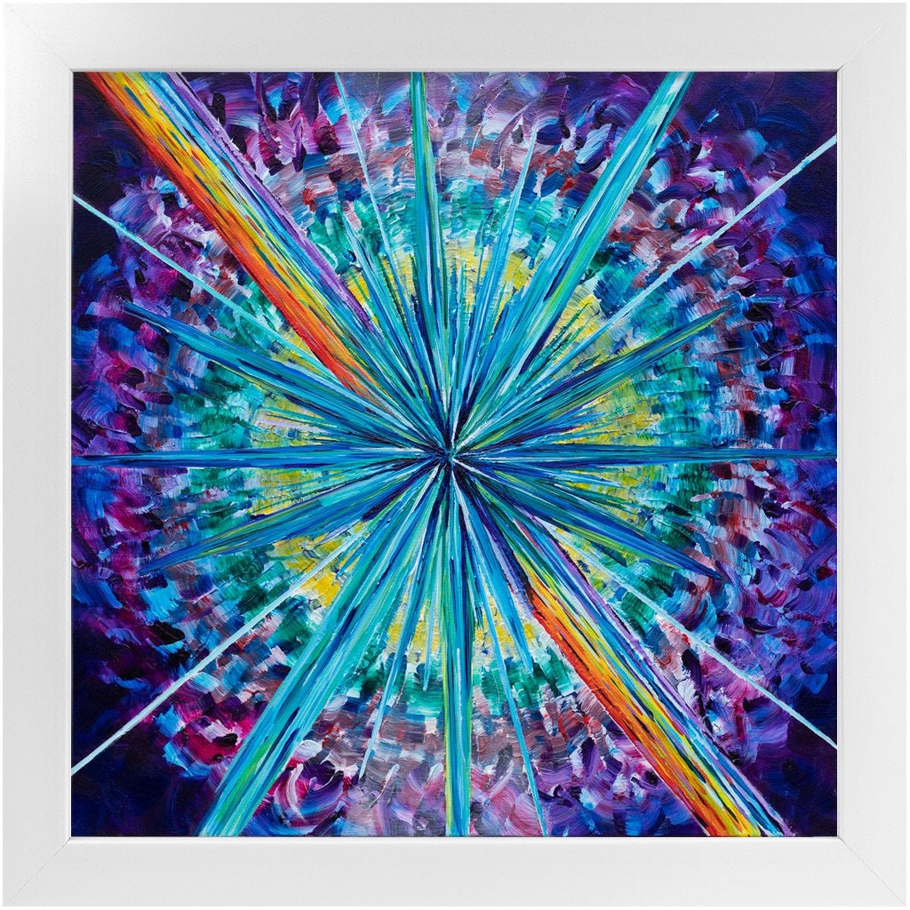 Purple Starburst Canvas Art Colorful artwork sunburst rainbow art