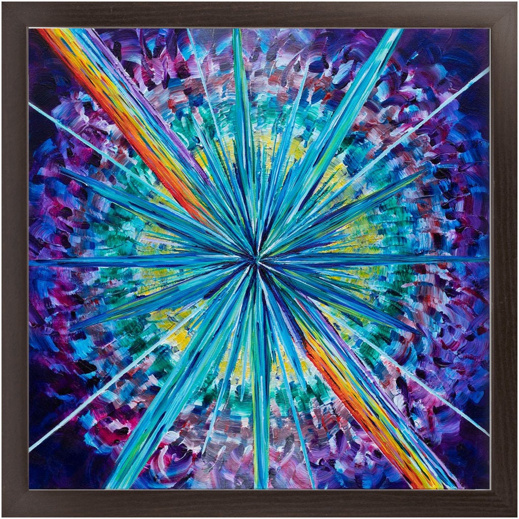Purple Starburst Canvas Art Colorful artwork sunburst rainbow art
