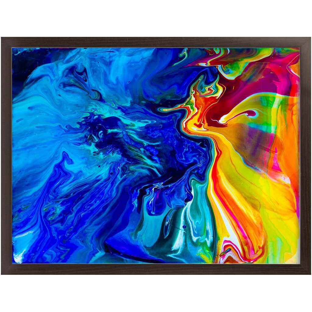 Abstract canvas or Framed Art or Art Print Artsy colorful blue yellow artwork seahorse ocean heart red