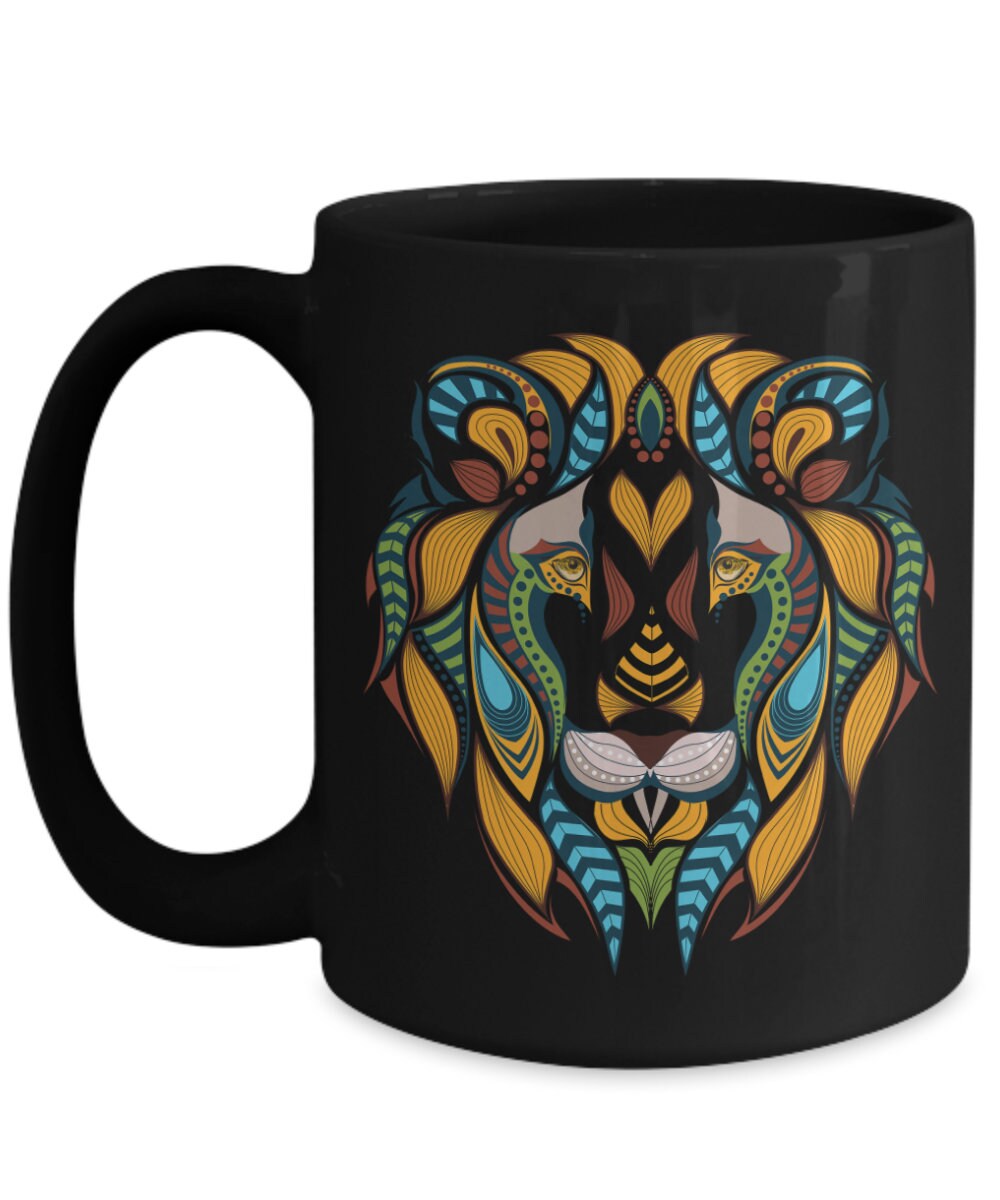 Lion Head Mug Lion Coffee mugs African tribal Cup