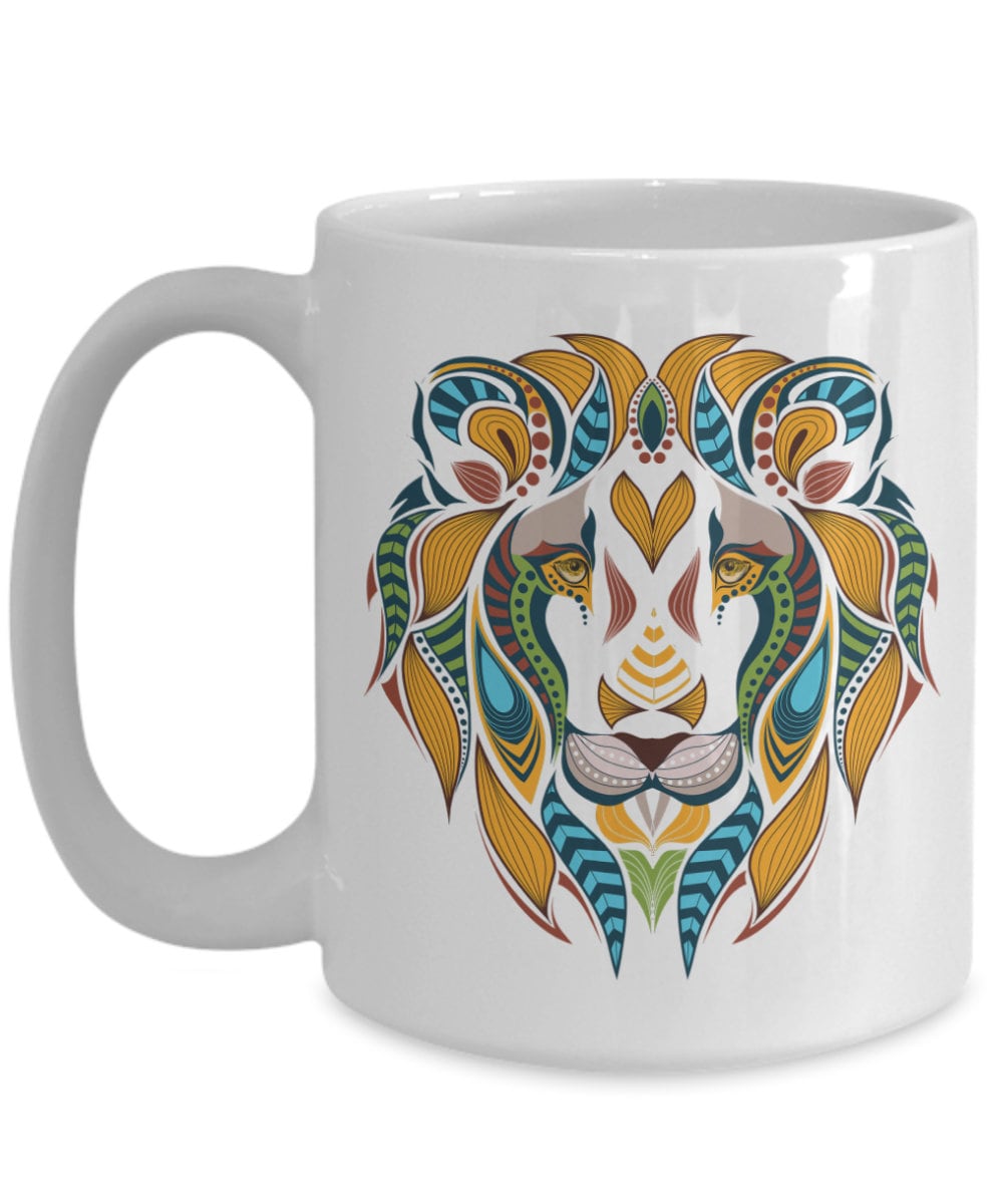 Lion Head Mug Lion Coffee mugs African tribal Cup