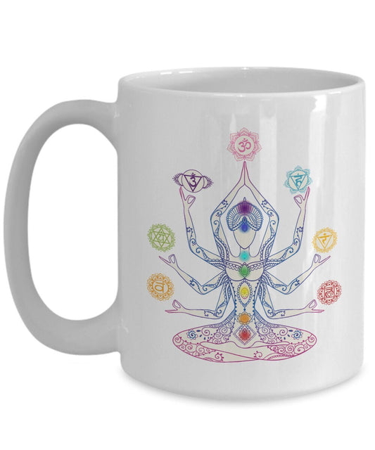 Chakra Mug 15oz Large chakras mug yoga mug spiritual mug meditation mug chakra mug girly mugs cute yoga mug rainbow mug