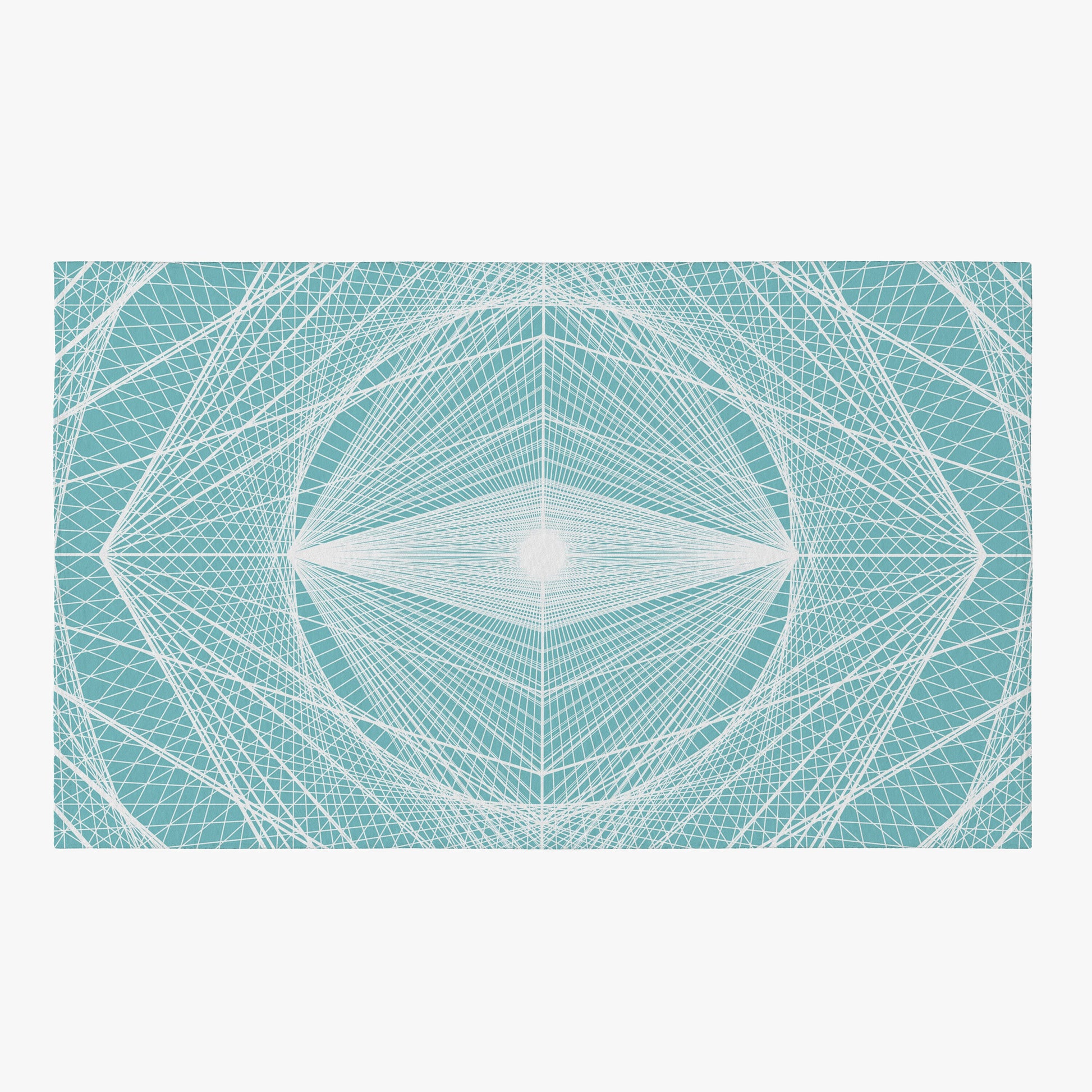Blue & White Fractal Rug sacred geometry linear tachyon crystal grid white light pyramid