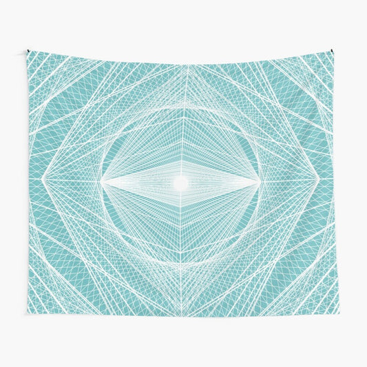 Blue & White Fractal Tapestry sacred geometry linear tachyon crystal grid white light pyramid