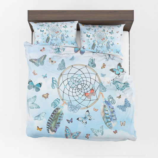Butterfly Dream Catcher Duvet Cover or Comforter Blue butterflies bedding dream catcher