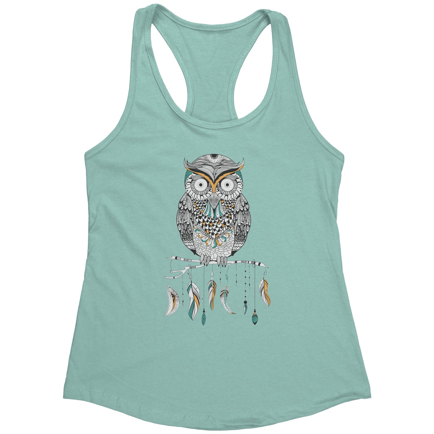 Owl Womens Tank Top Girly Tank Owl Tank Top Boho Tank Top Owl Shirt Feathers Shirts Girly Shirt Racerback Sleeveless Owl Tank Owls Tank