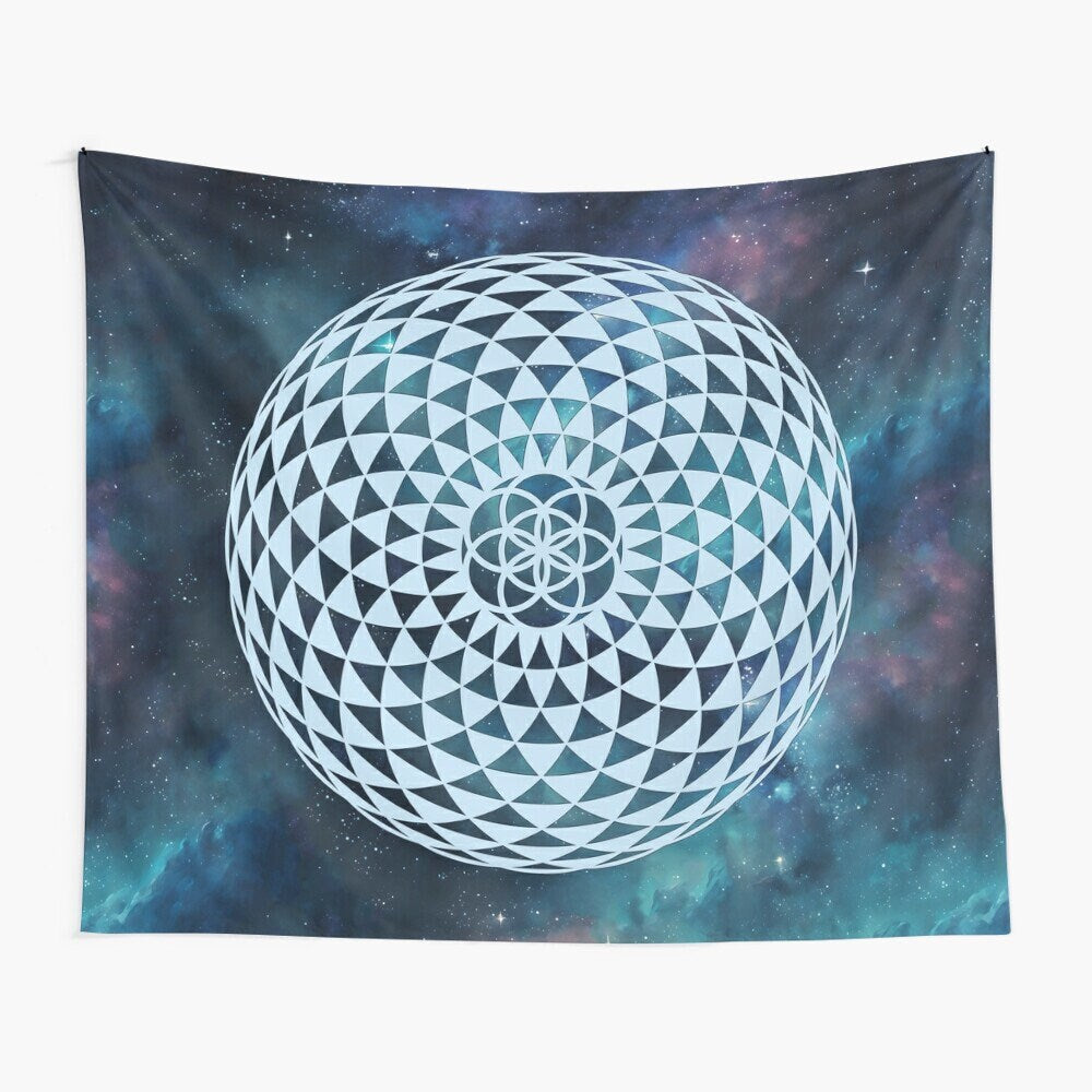 Torus Seed Tapestry Blue galaxy sacred geometry wall art