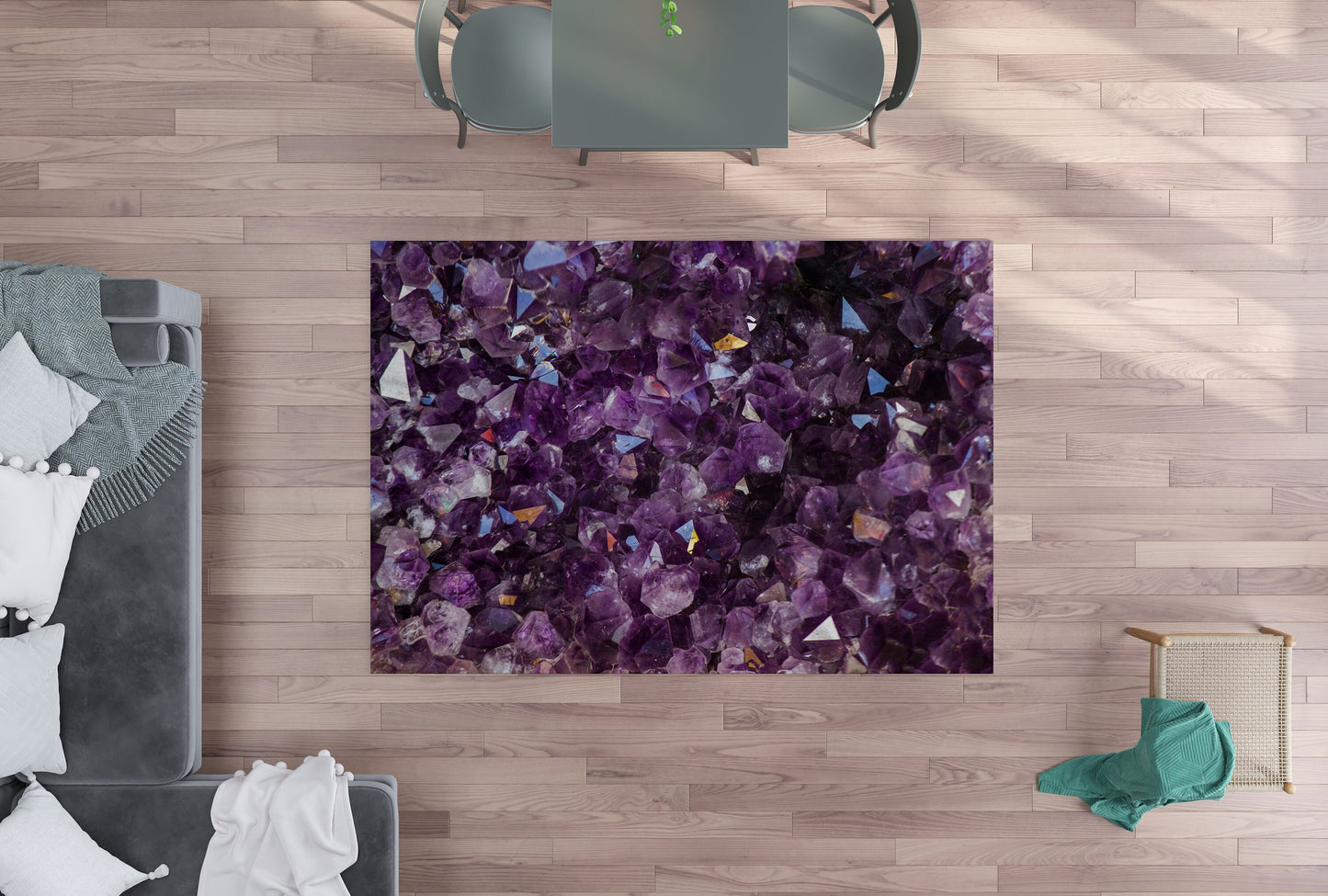 Amethyst Rug Crystal rugs purple floor mat spiritual rugs 2x3 3x5 4x6 5x7 5' Round 8x10 large crystals rug purple area rug unique