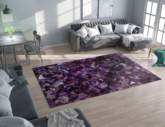 Amethyst Rug Crystal rugs purple floor mat spiritual rugs 2x3 3x5 4x6 5x7 5' Round 8x10 large crystals rug purple area rug unique
