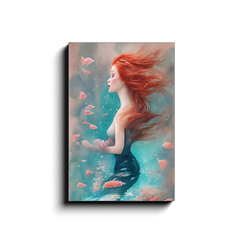 Mermaid Canvas Wrap Mermaids artwork sexy mermaid red hair wall art