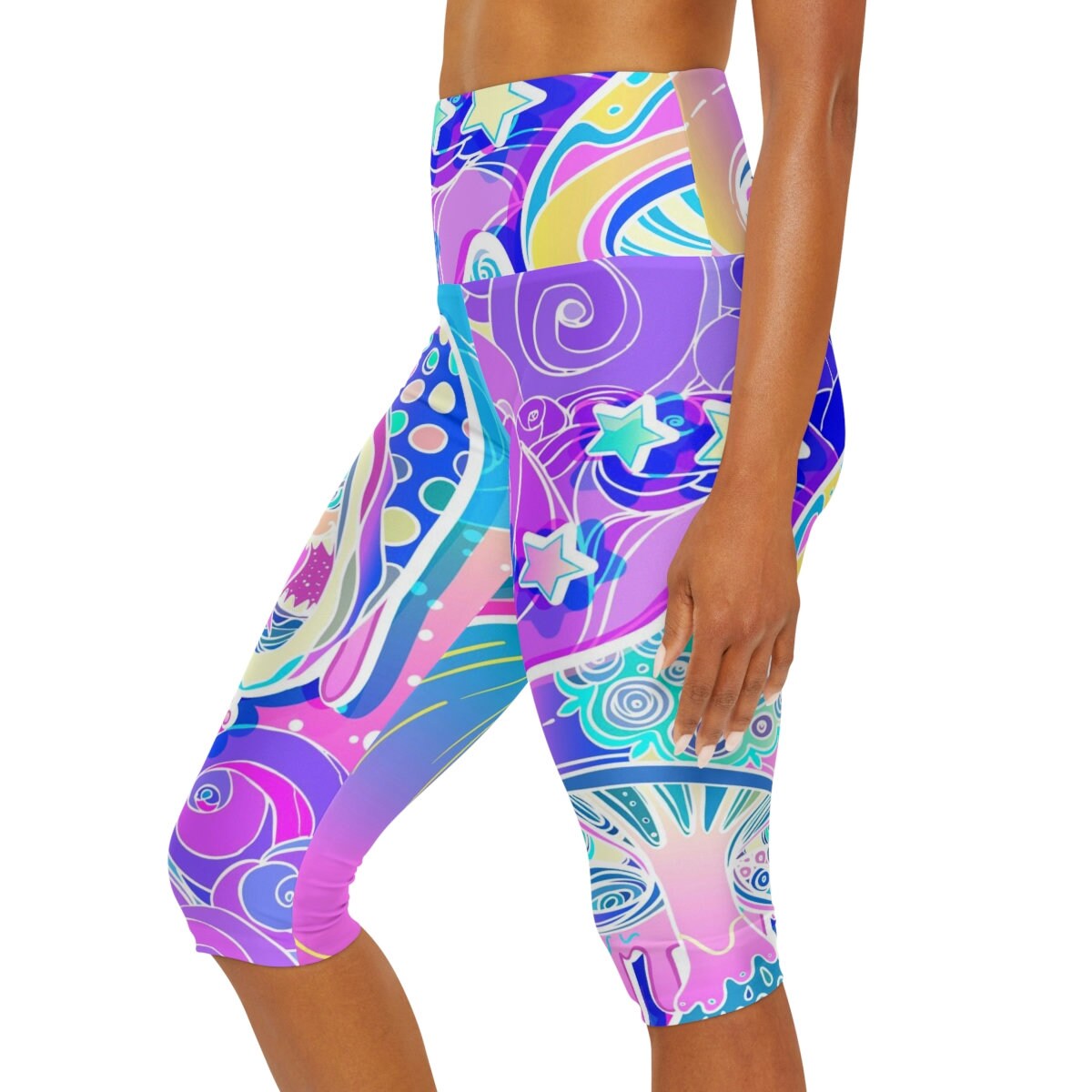Magic Mushroom Yoga Pants shrooms leggings trippy yoga pants capri purple pink leggings psychedelic pants psychadelic unique leggings