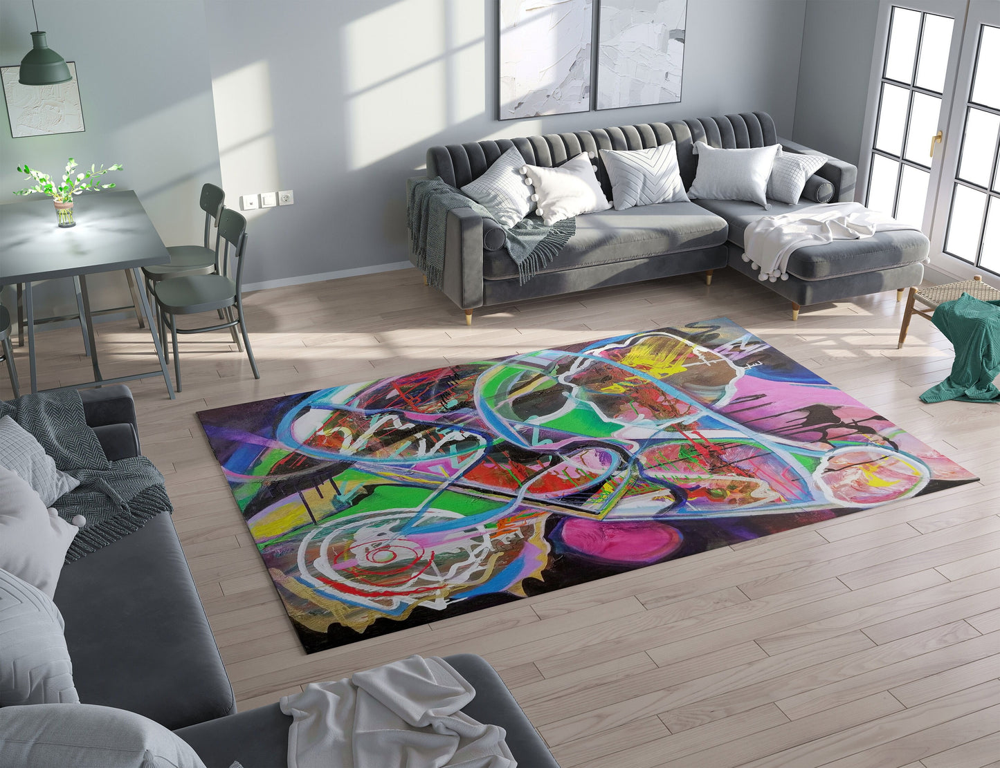 Colorful Abstract Pop Art Rug graffiti Rugs 2x3 3x5 4x6 5x7 Large colorful rugs grafiti decor abstract art floor mat pink green rugs round