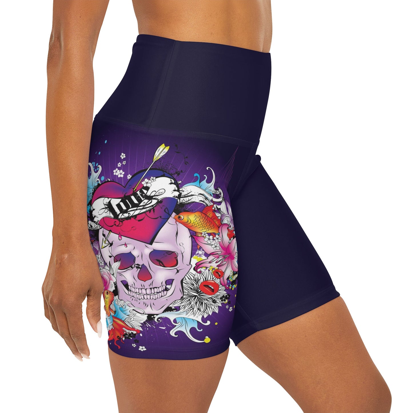 Skull yoga pants capri or shorts purple leggings yoga leggins love hearts yoga fish skulls legging ankle or capri