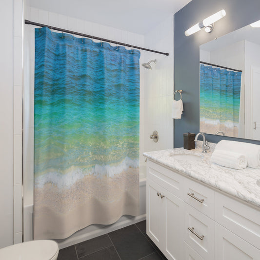 Ocean Water Shower Curtain ocean bathroom decor blue shower curtain beach sand water shower curtain