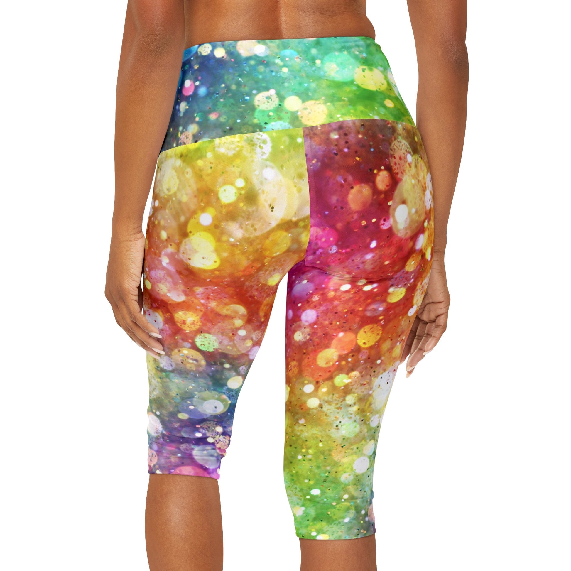 Rainbow Confetti Yoga Pants colorful capri shorts leggings pink yoga pants capri purple unique leggings