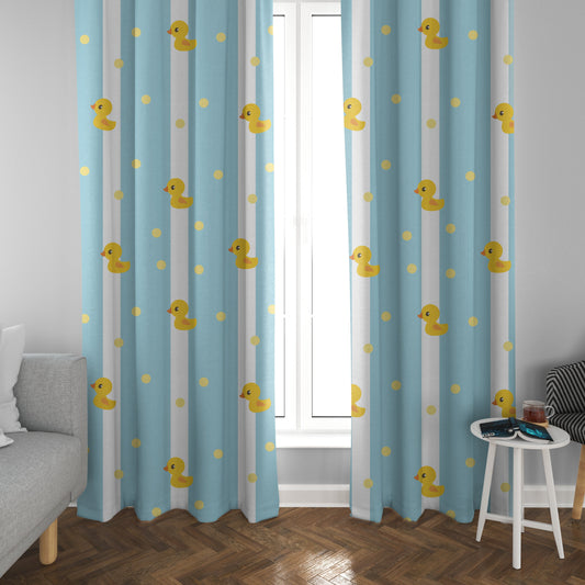 Polka Dot Ducks Window Curtains yellow blue Drapery Curtain Panels nursery window treatment