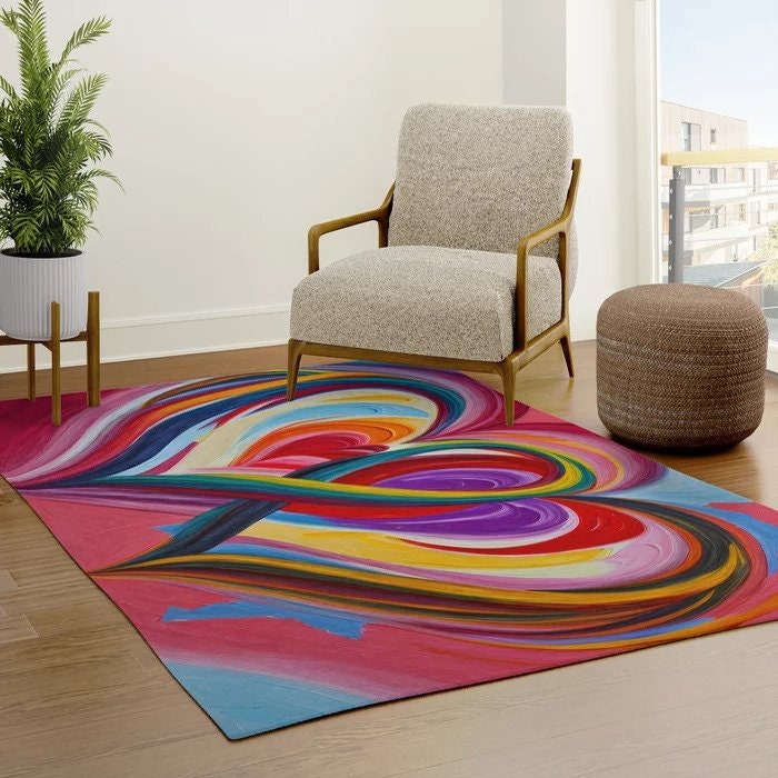 Colorful Hearts Rug 2 hearts intertwined Rug kids Floor Rug 4x6 5x7 8x10 Large rugs nursery rugs bright abstract