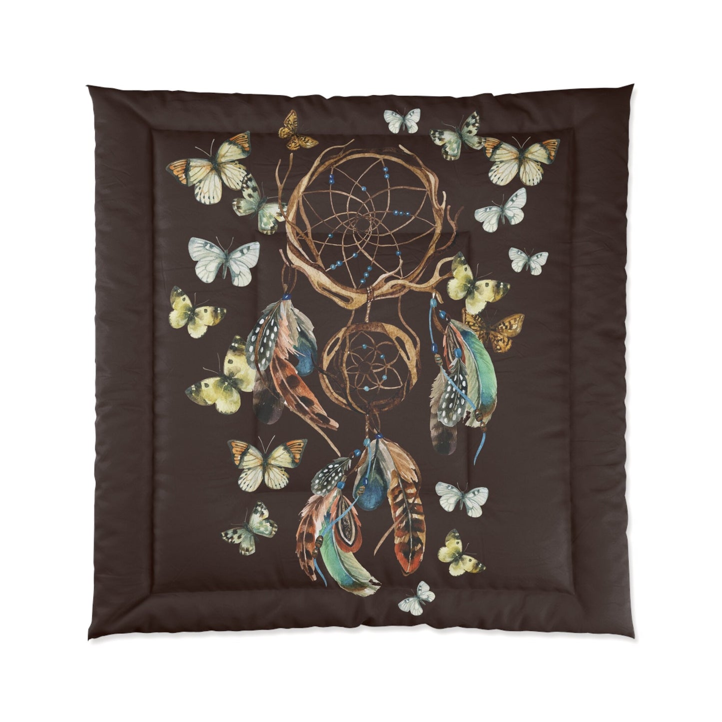 Butterfly Dream Catcher Comforter Duvet Cover boho bedding dark brown bedding dream catcher duvets dream catcher decor cute hippy