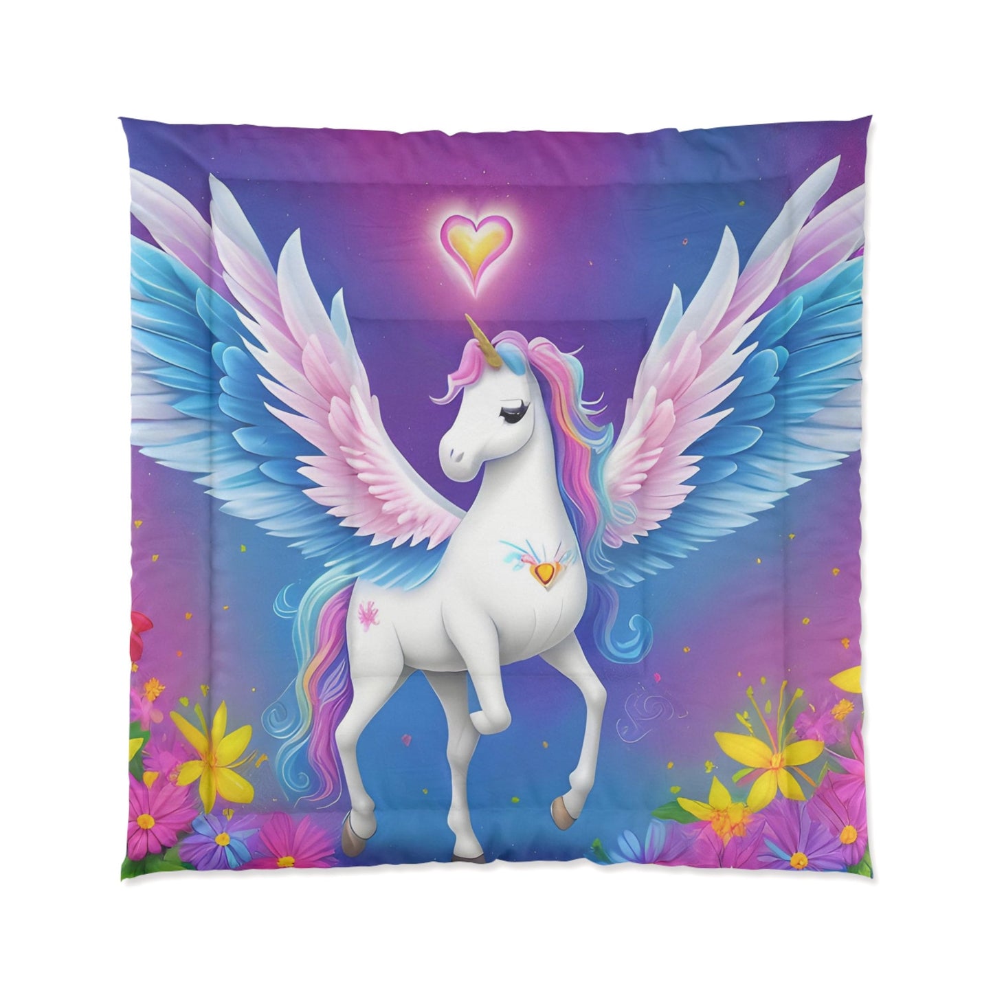 Unicorn Comforter or Duvet Cover girls bedding unicorns bedding rainbow comforter girly duvet heart flowers comforter