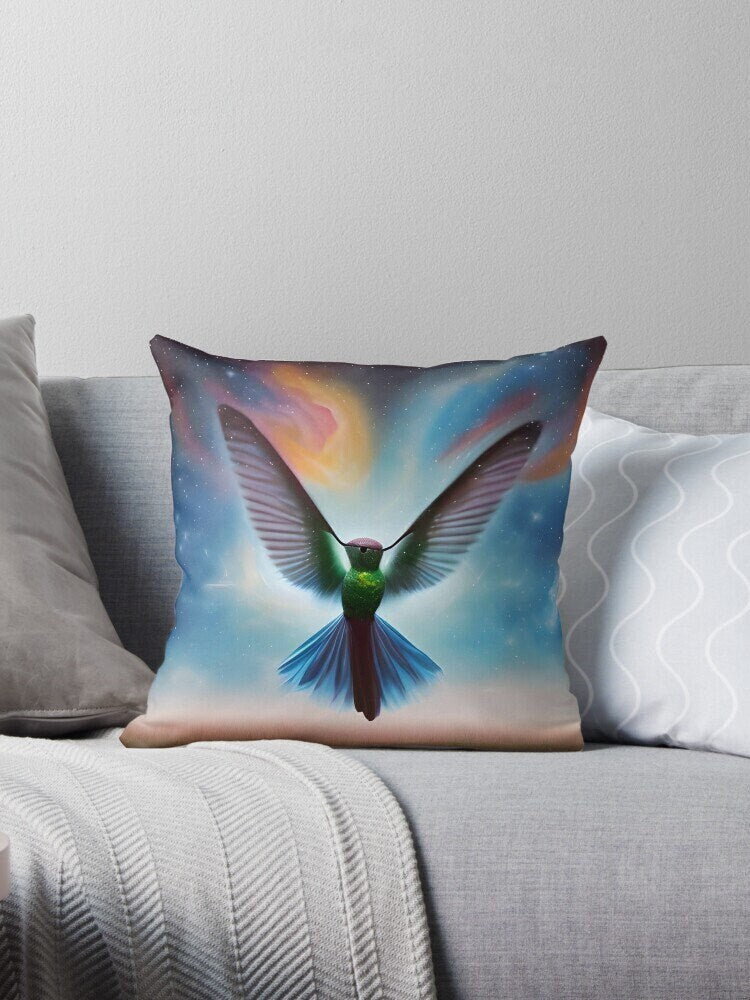 Hummingbird Pillow hummingbirds pillows galaxy space bird pillow for couch blue orange humming bird