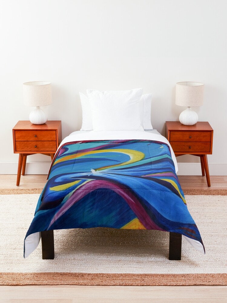 Abstract Art Duvet Cover or Comforter Artsy bedding Twin Queen King bedding blue colorful bedding abstract art duvet