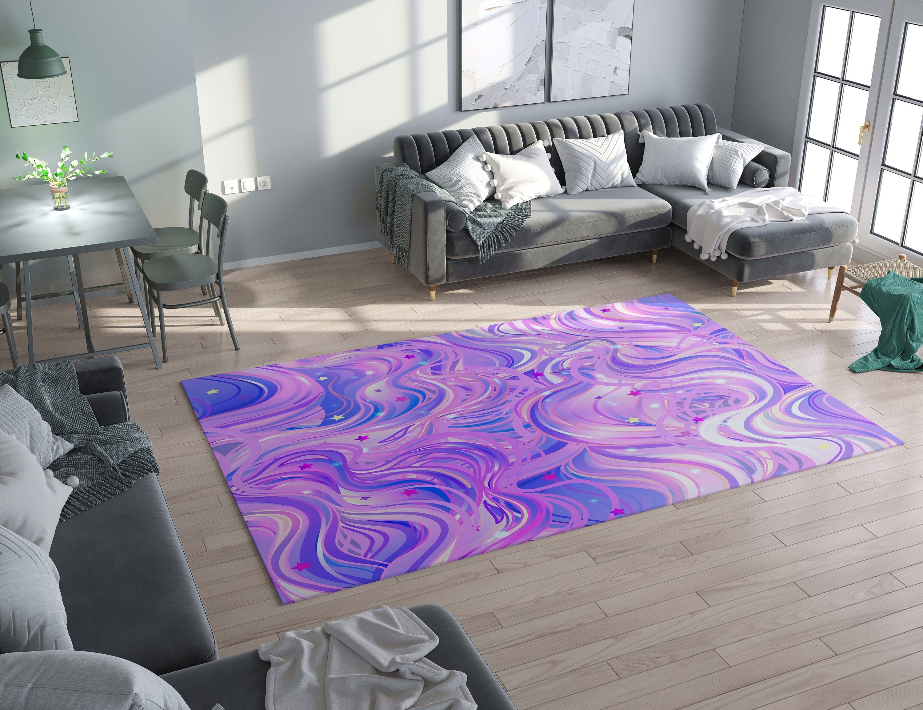 Gily Rug Pink & Purple Rug Princess Rug girly Rug girls Floor Rug Pink Mat kids ...