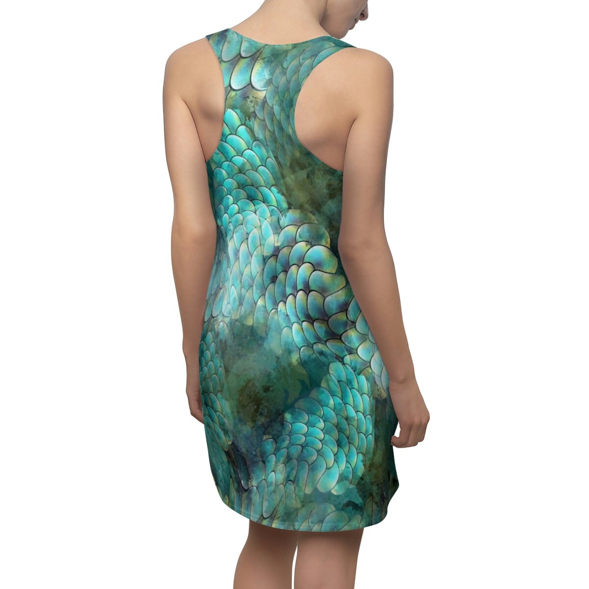 Mermaid Dress Blue sleeveless dress racerback aqua summer dress mermaid scales dress summer