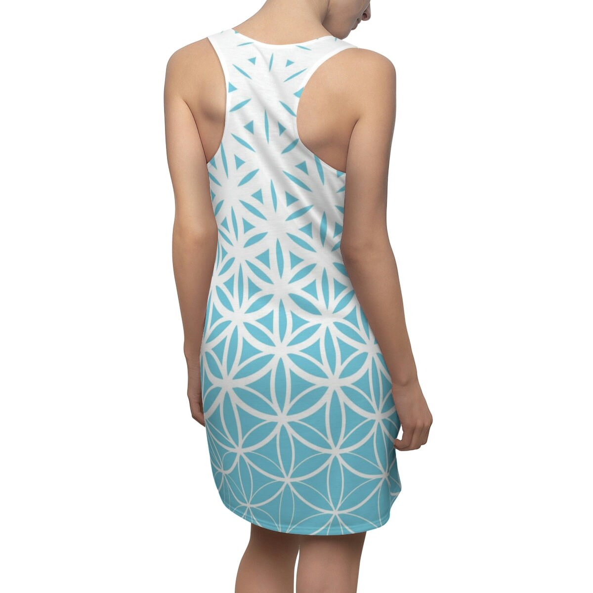 Sacred Geometry Dress blue & white sleeveless dress flower of life summer dress spiritual racerback dress summer