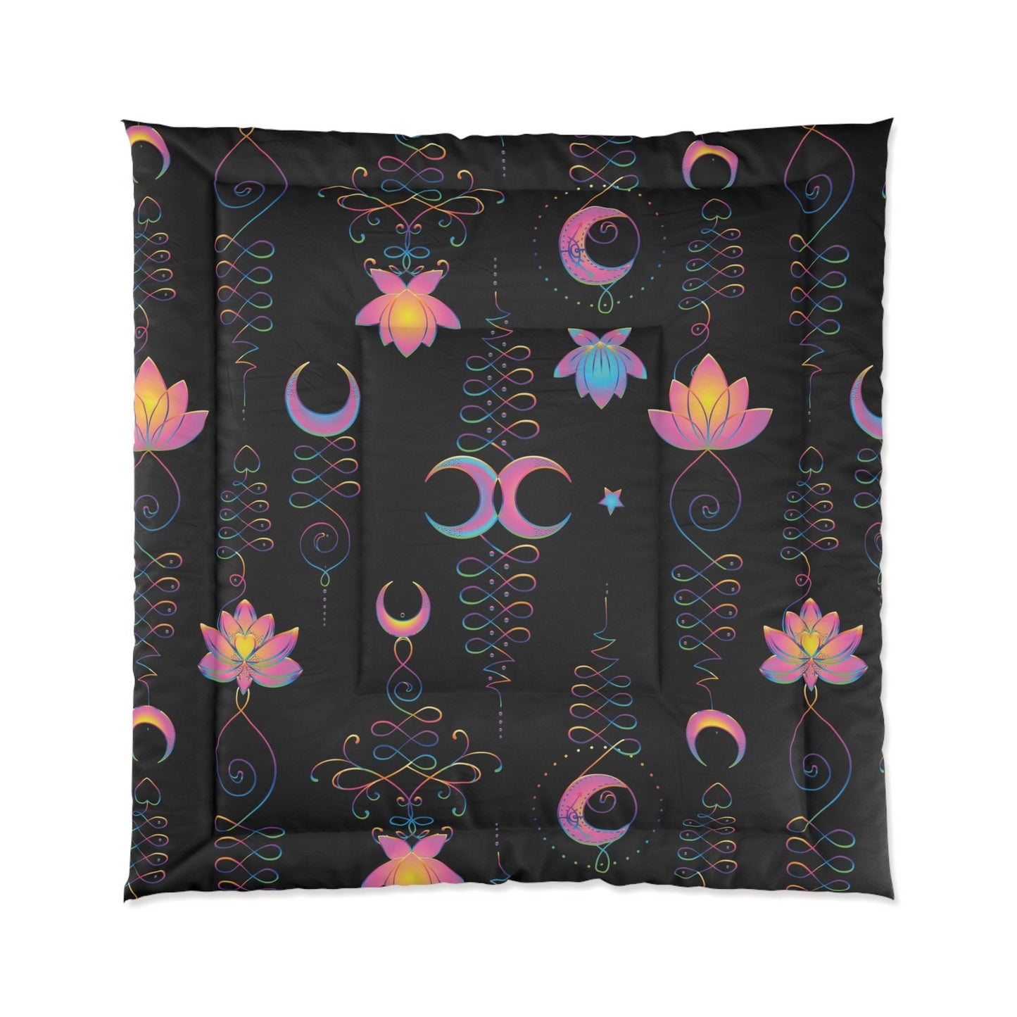 Lotus Moon Unalome Sacred Geometry Comforter or Duvet Cover spiritual bedding flower bedding lotus comforters