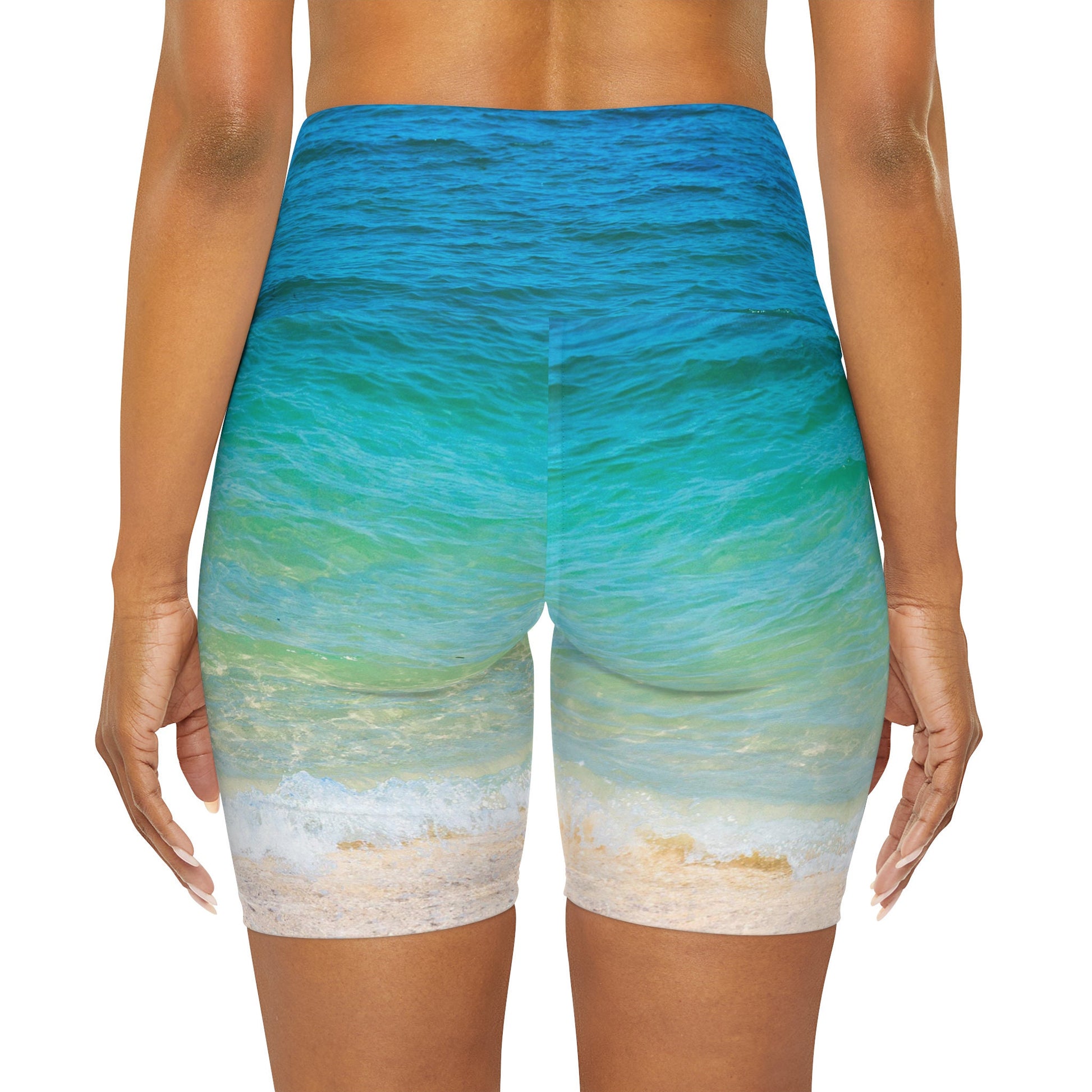 Ocean water yoga pants capri or shorts blue beach leggings yoga leggins sand beachy yoga pants turquoise legging ankle or capri