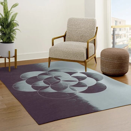 Sacred Geometry Rug Flower of life Rug Gray deep purple Rug Floor Rug 4x6 5x7 Large grey Round