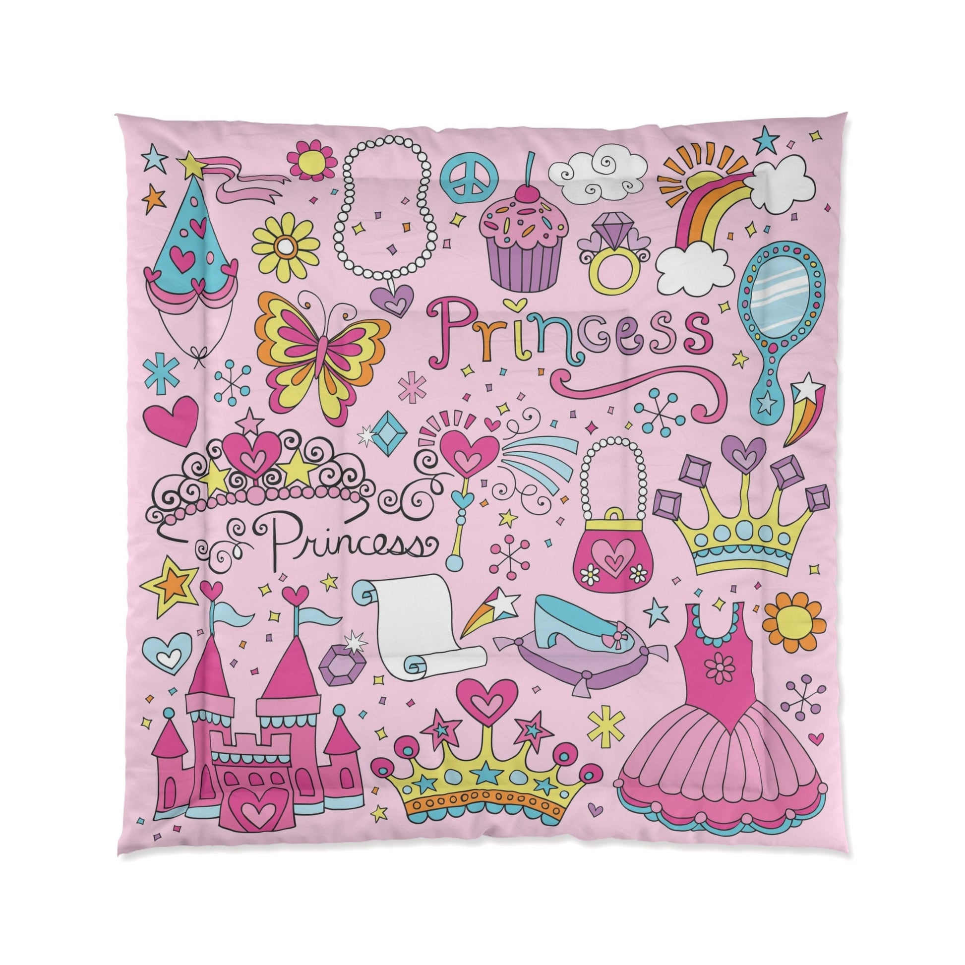 Princess Comforter or Duvet Cover Girls bedding girly duvet pink comforter rainbow comforter princess duvet princess bedding pink duvet