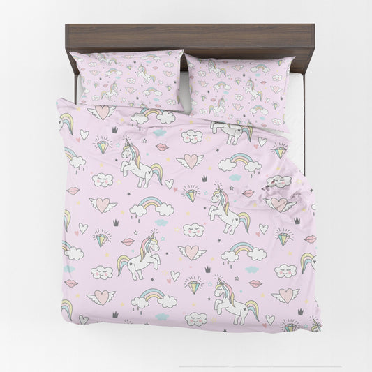 Pink Unicorn Comforter or Duvet Cover girls bedding rainbow bedding unicorns comforter girly duvet cute girls comforter unicorn bedroom