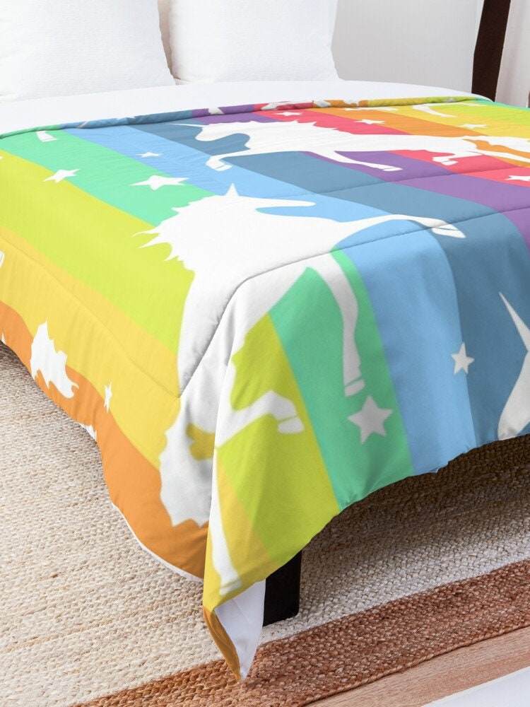 Rainbow Unicorn Comforter or Duvet Cover unicorn bedding unicorn duvet rainbow comforter rainbow duvet unicorns bedding rainbow decor gay