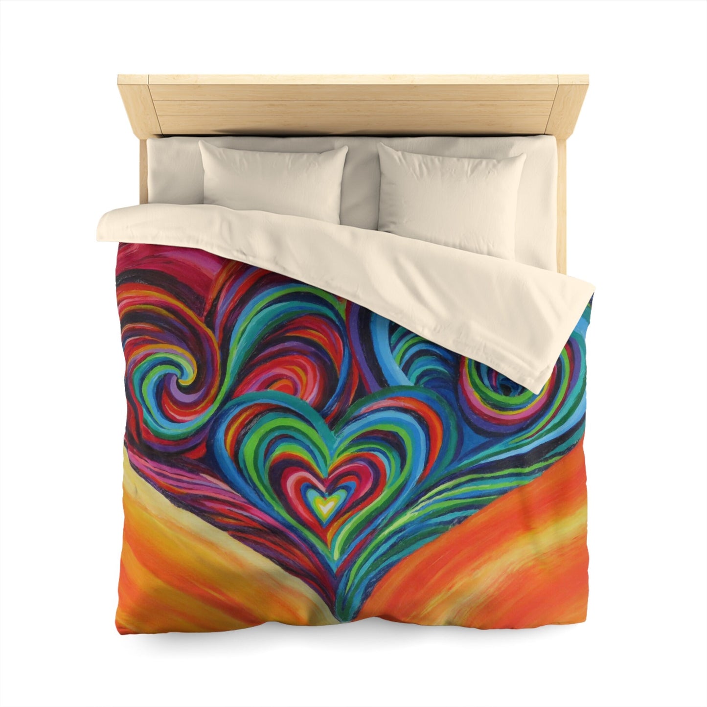 Hearts Duvet Cover or Comforter colorful Rainbow hippy bedding love heart Twin Queen King art artwork Unique bedding sets vibrant