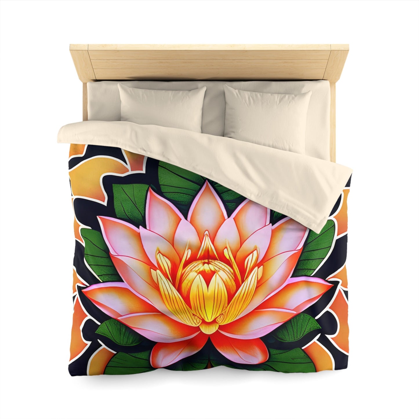 Lotus Flower Comforter or Duvet Cover yellow navy green bedding floral comforter japanese art duvet covers