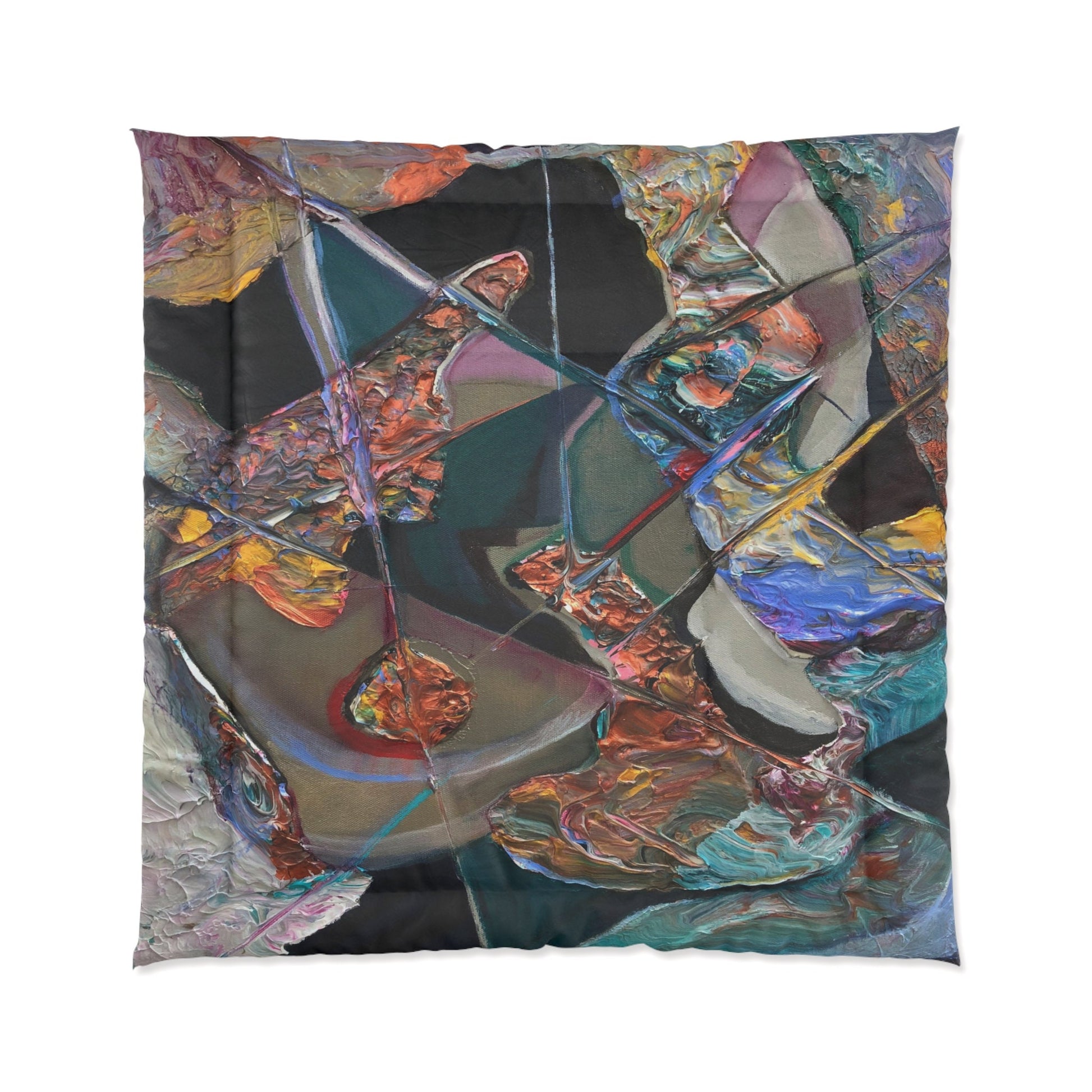 Abstract Art Duvet Cover or Comforter Artsy Colorful bedding Twin Queen King pillowcases black orange blue yellow artwork colorful bed sets