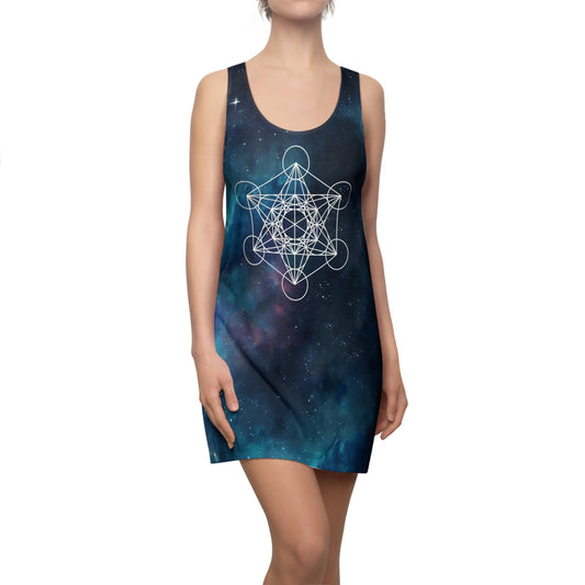 Metatron's Cube Dress sacred geometry sleeveless dress blue galaxy summer racerback dress