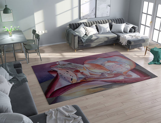 Pink Gray Abstract Art Rug modern Rug contemporary Rugs peach curvy Floor Rugs 3x5 4x6 5x7 5x8 8x10 9x12 Large rug