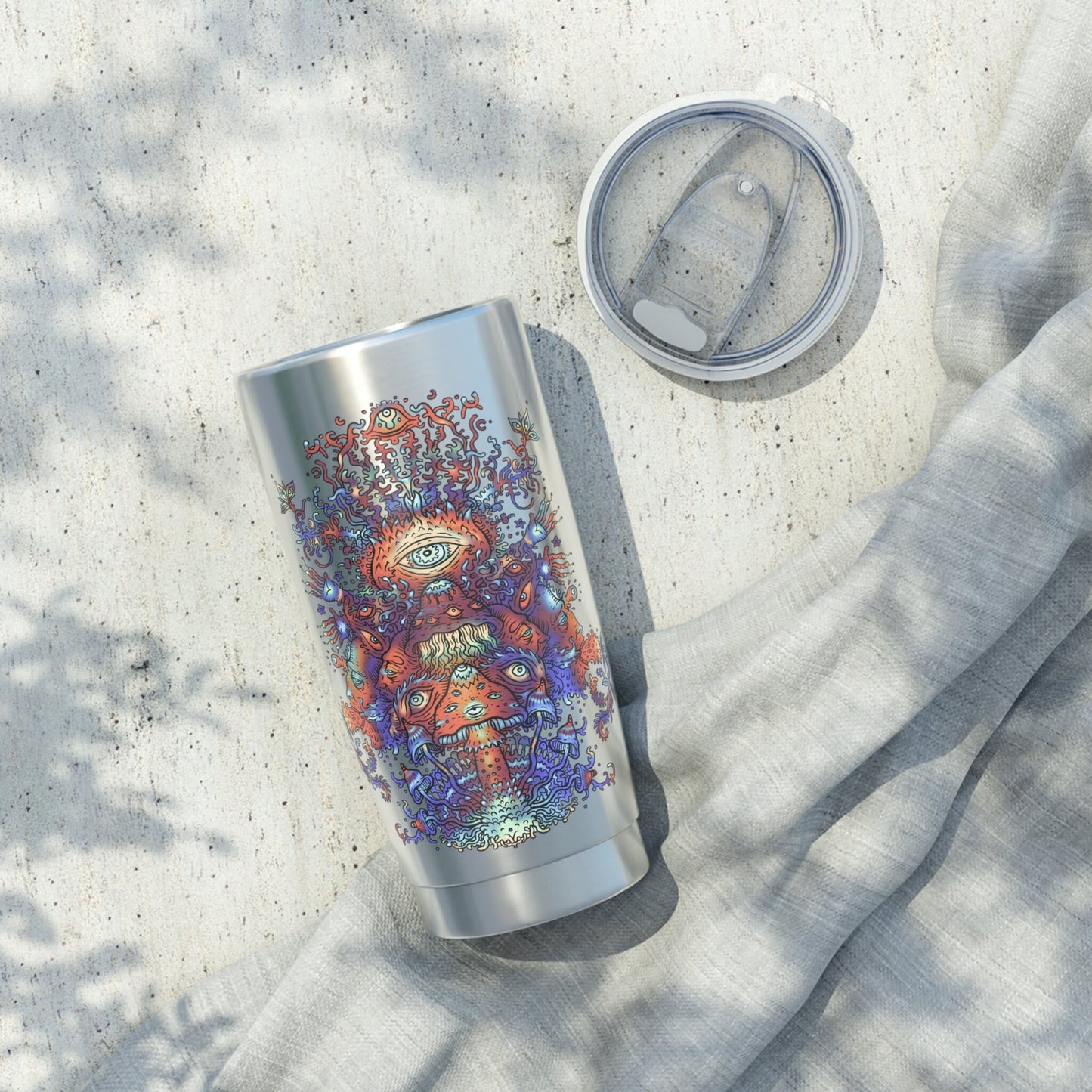 Shrooms Travel Mug 20oz Insulated Stainless Steel Unique Gift Trippy Travel Mug Psychedelic Travel Mug Psychadelic Canteen Magic Mushrooms