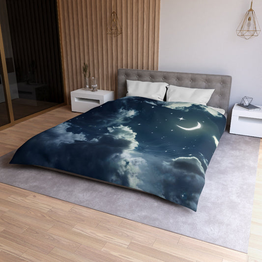 Nights Sky Comforter or Duvet Cover blue bedding moon bedding clouds comforter stars duvet blue comforter moon bedroom decor moon comforter