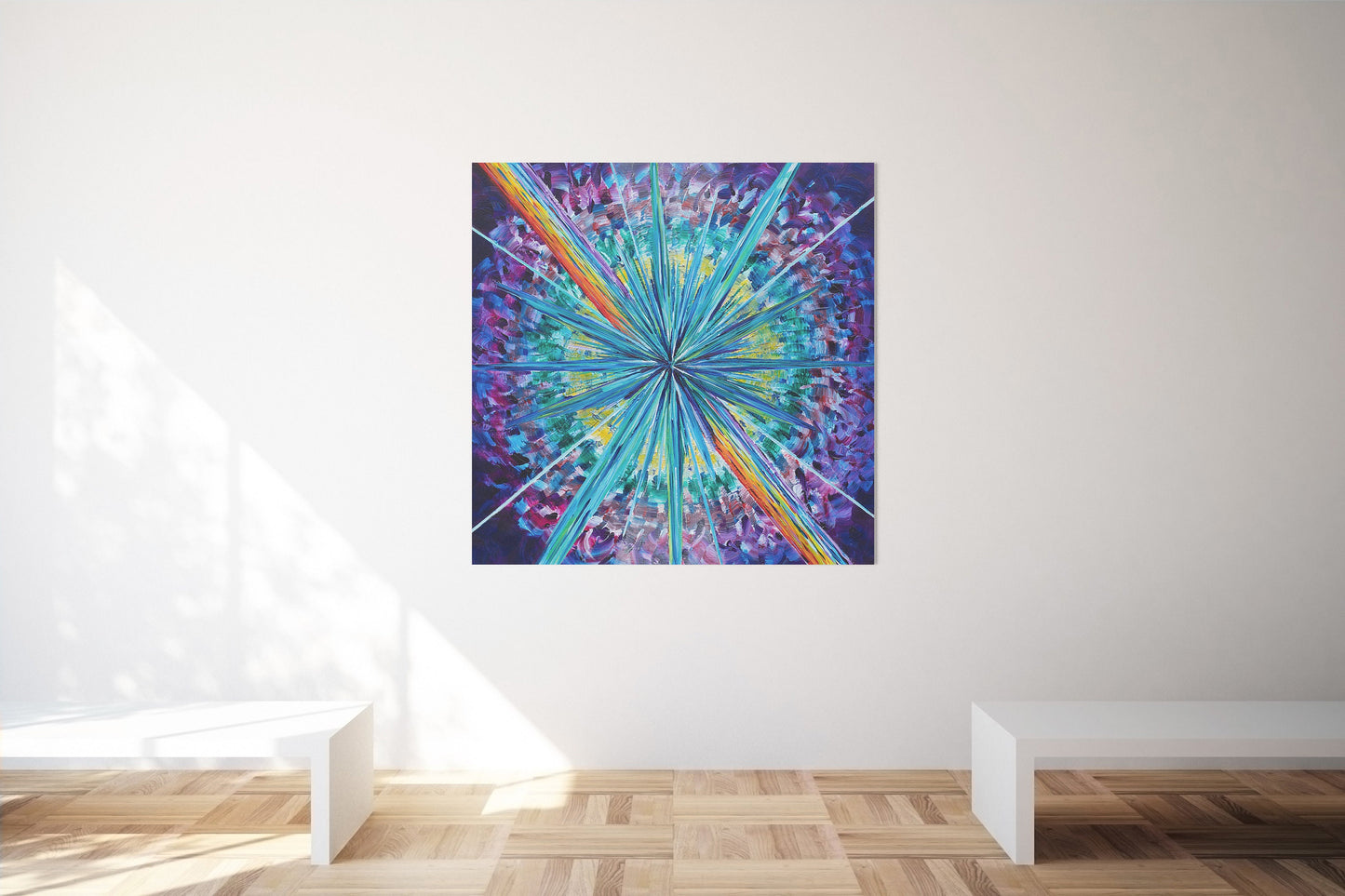 Purple Starburst Canvas Art Colorful artwork sunburst rainbow art