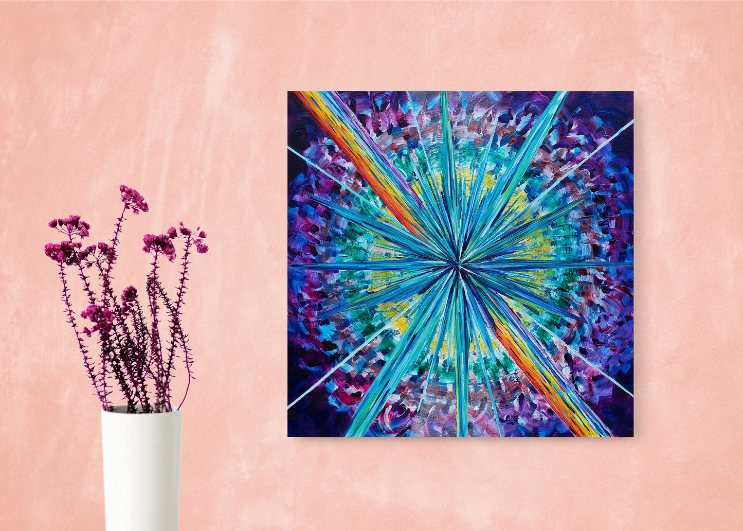 Purple Starburst Canvas Art Colorful artwork sunburst rainbow art